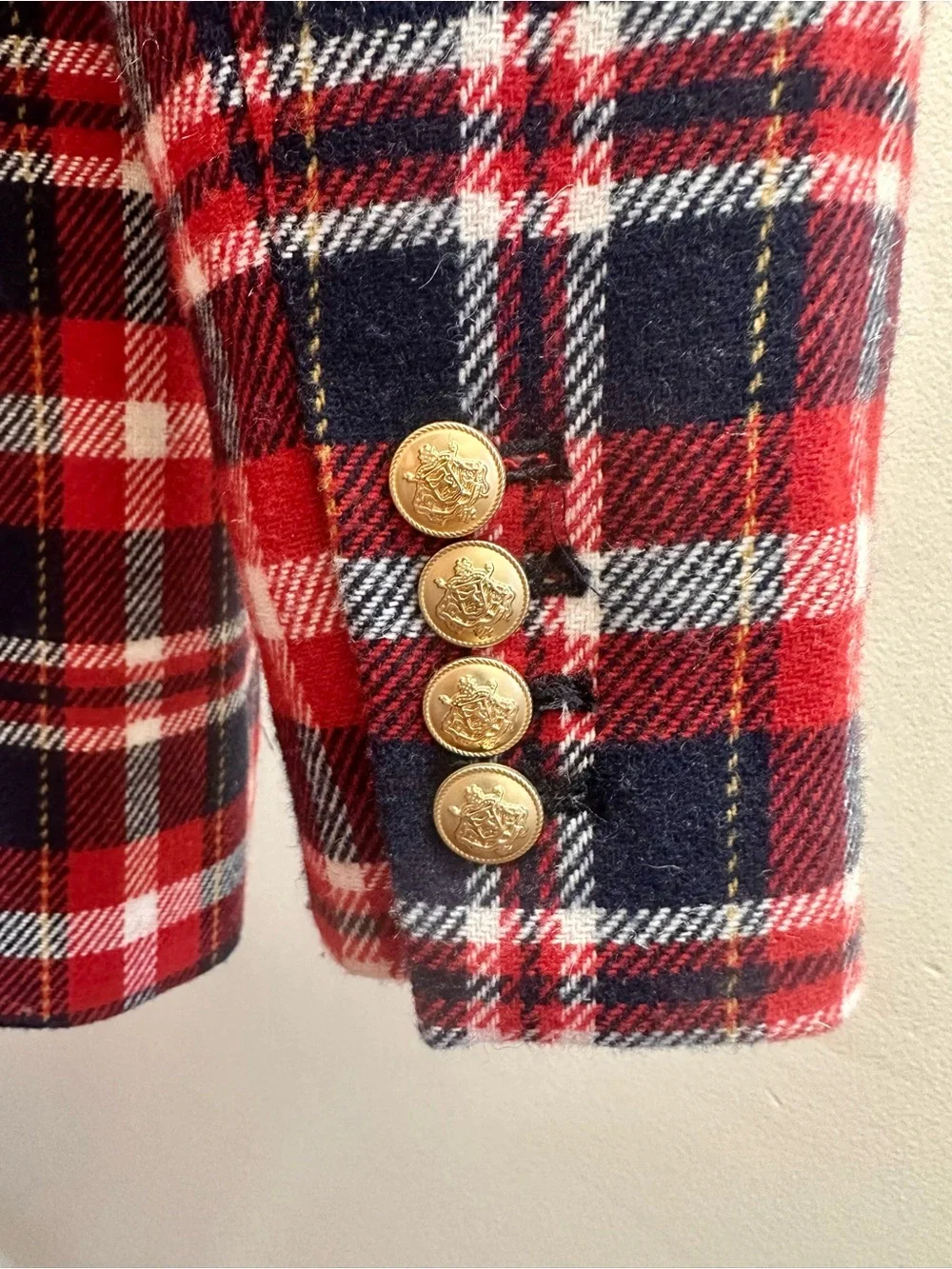 Red & Navy Plaid Women's Blazer